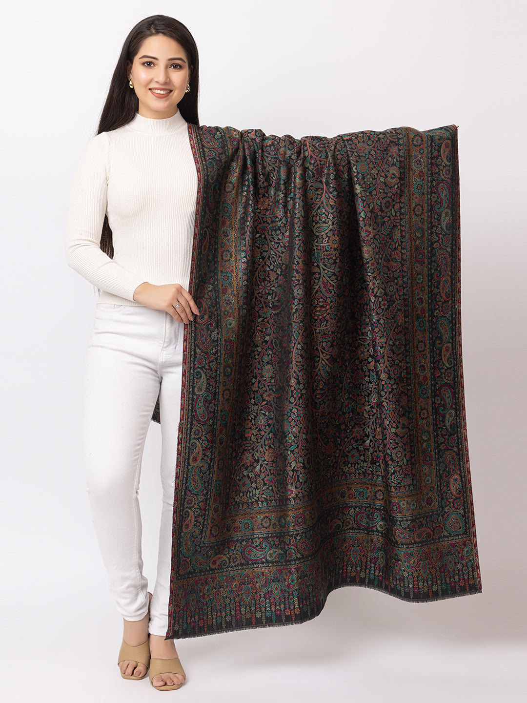 Woman Zari Shawl, Authentic Kashmiri Luxury Style Shawl
