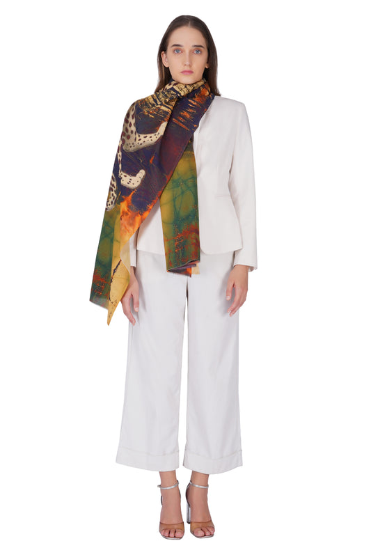 Women's Black Tiger Print Premium Soft Cotton Shawl