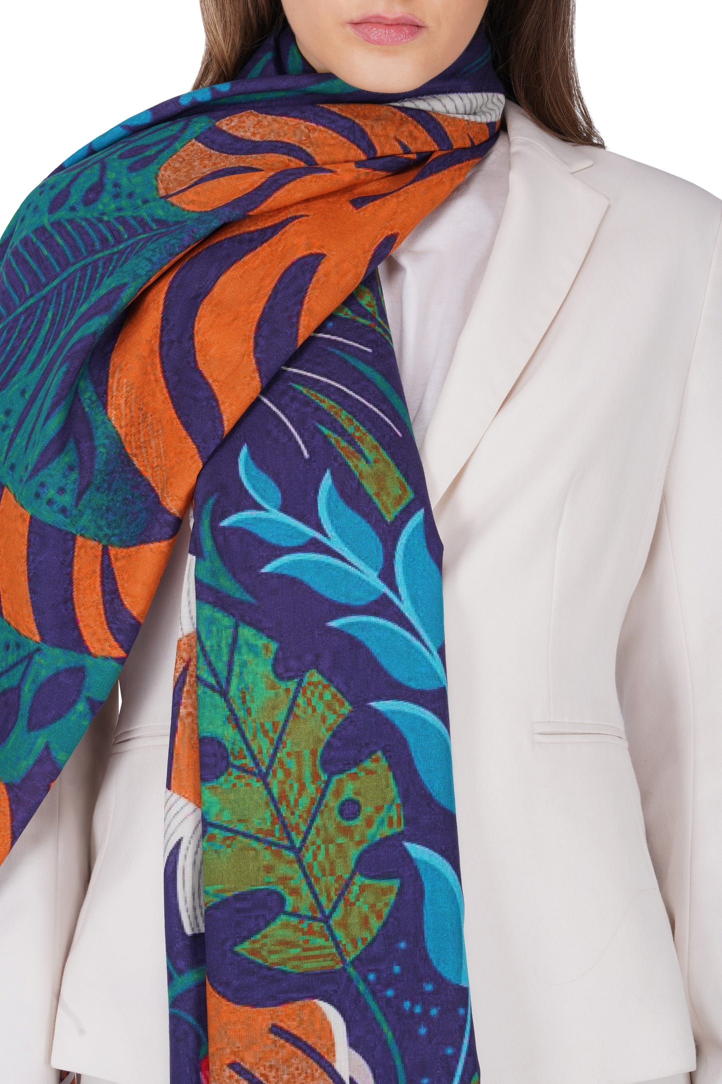 Women's Multi Colour Tiger Print Premium Signature Shawl