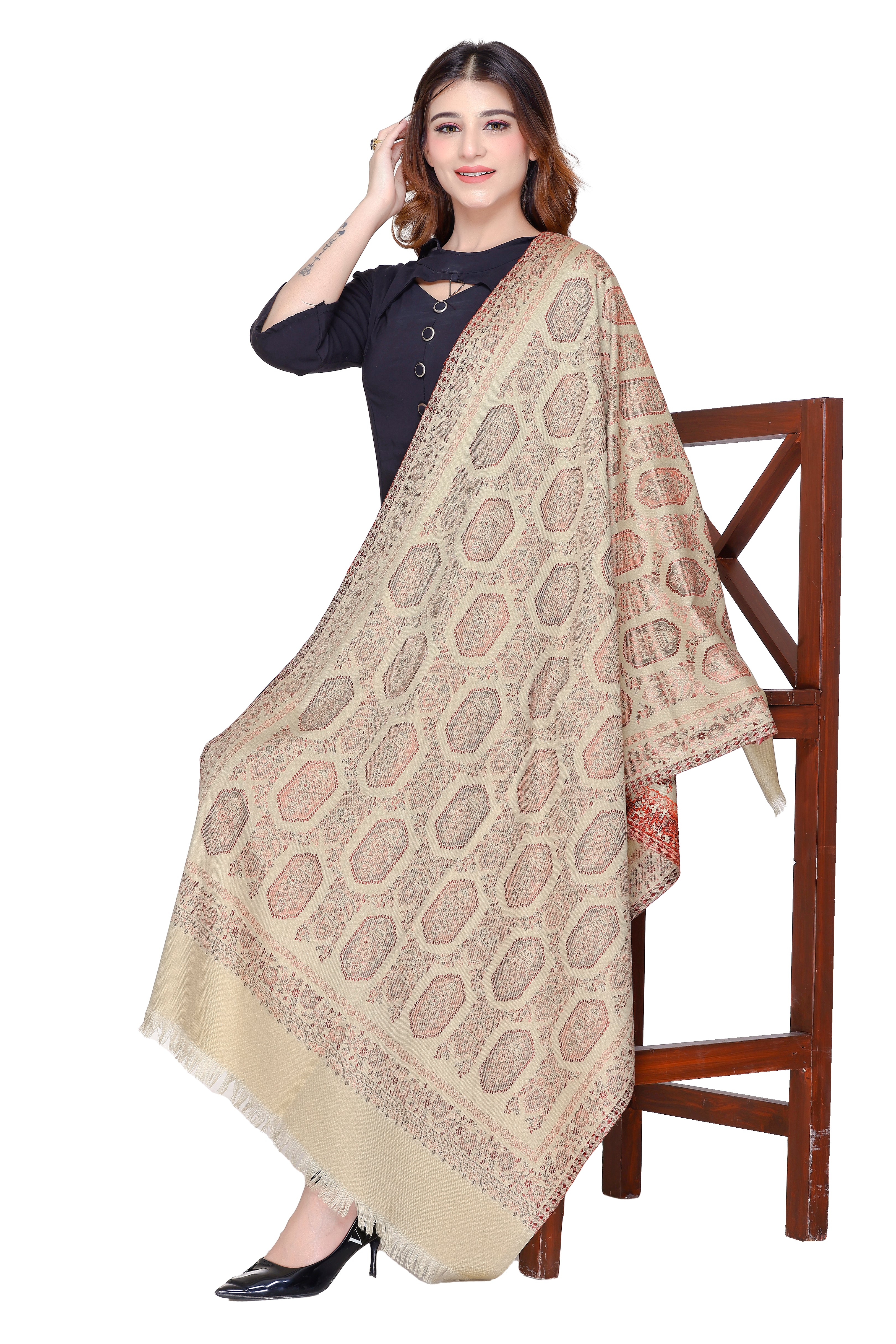 TOOSH MODA شالات جاكار نسائية (بيج)