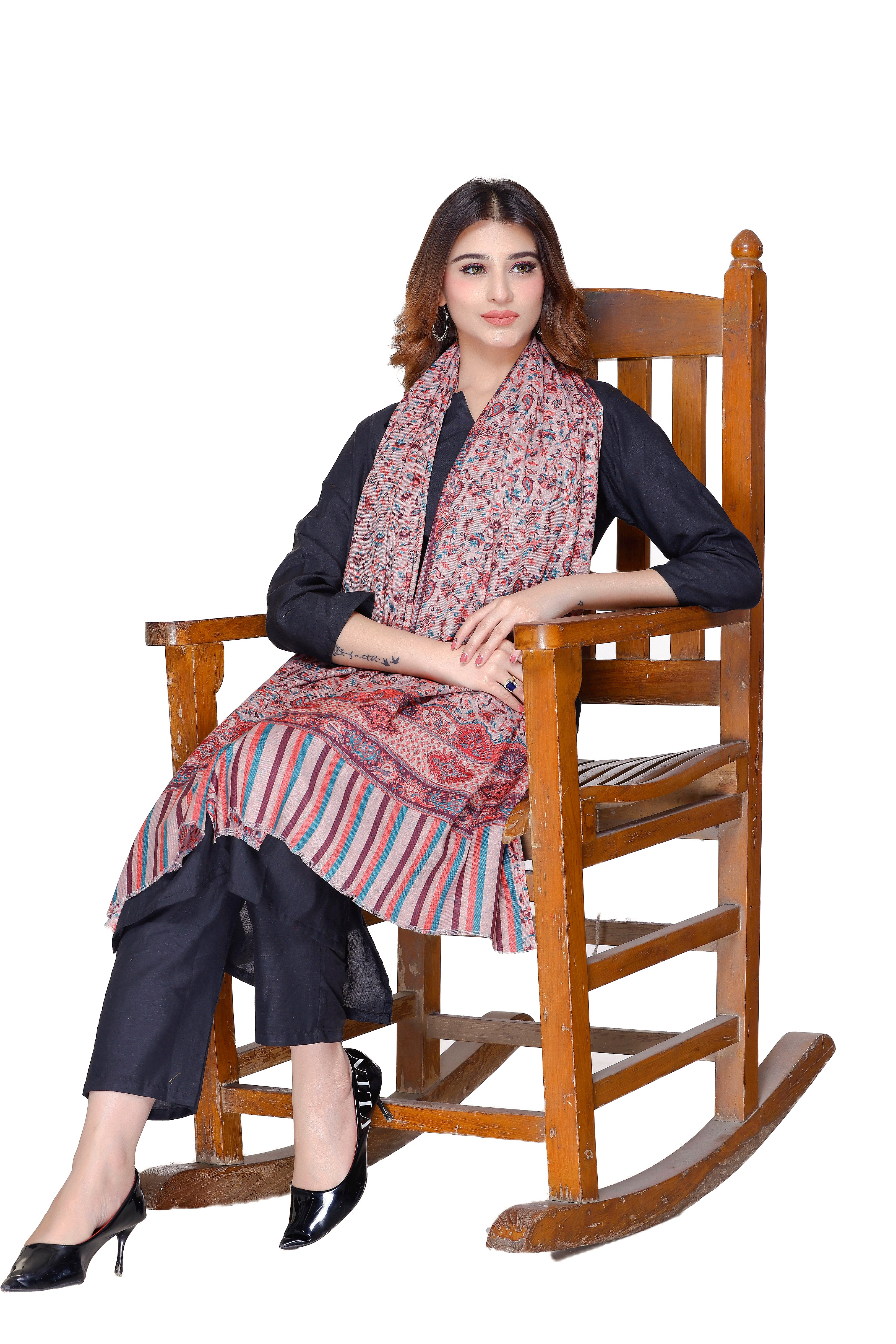 TOOSH MODA شالات نسائية مطبوعة (بيج)