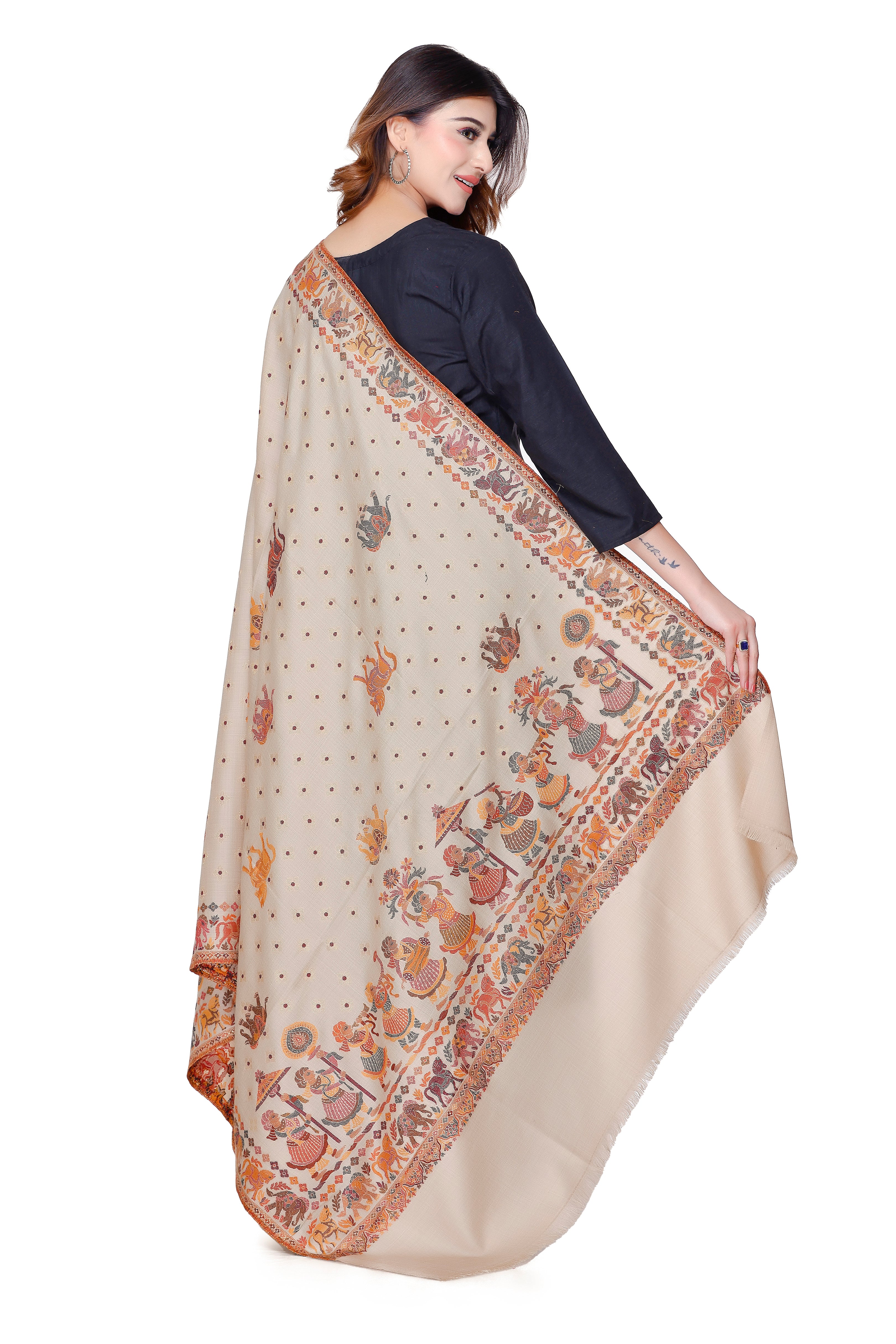 TOOSH MODA شالات جاكار نسائية (بيج)
