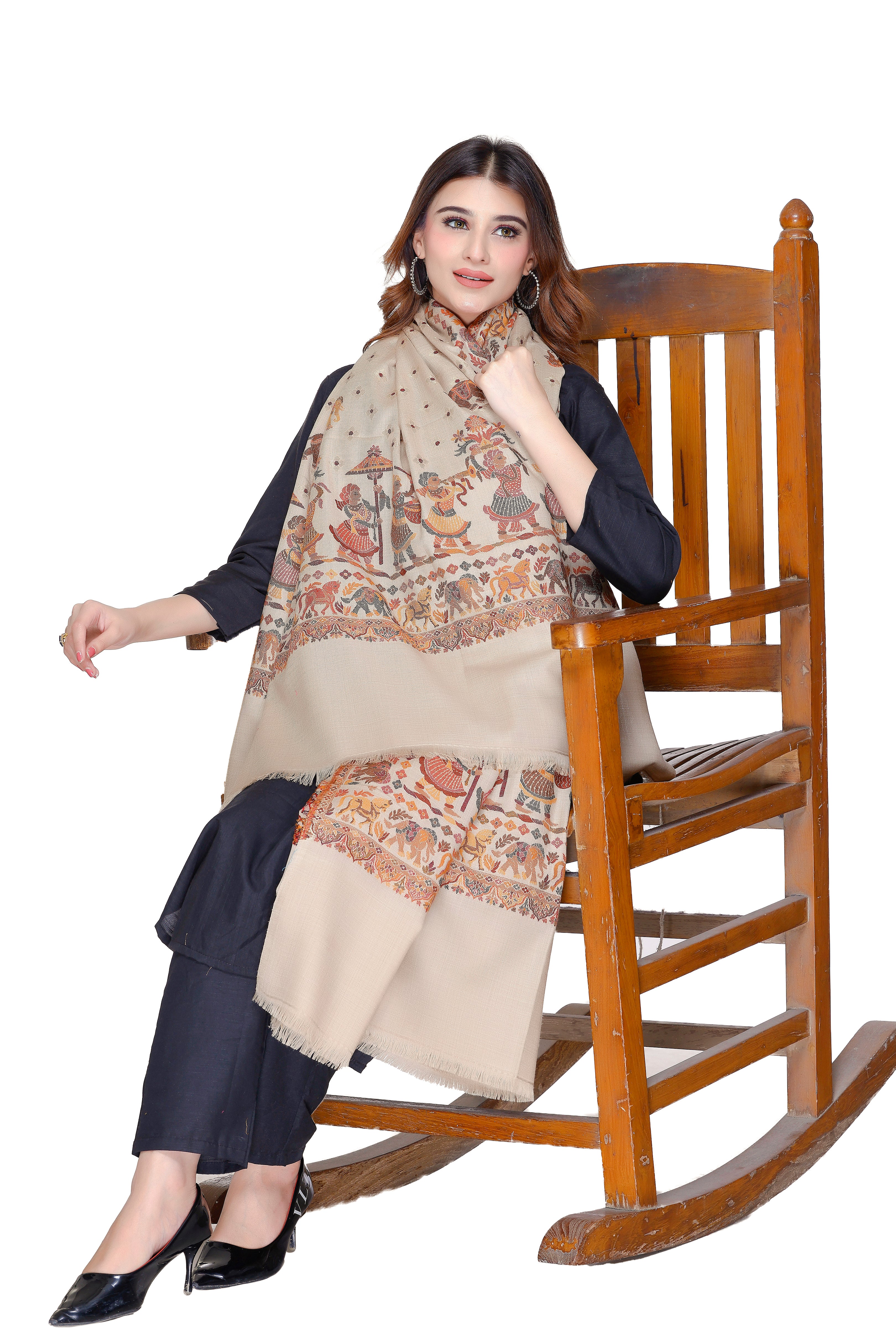 TOOSH MODA شالات جاكار نسائية (بيج)