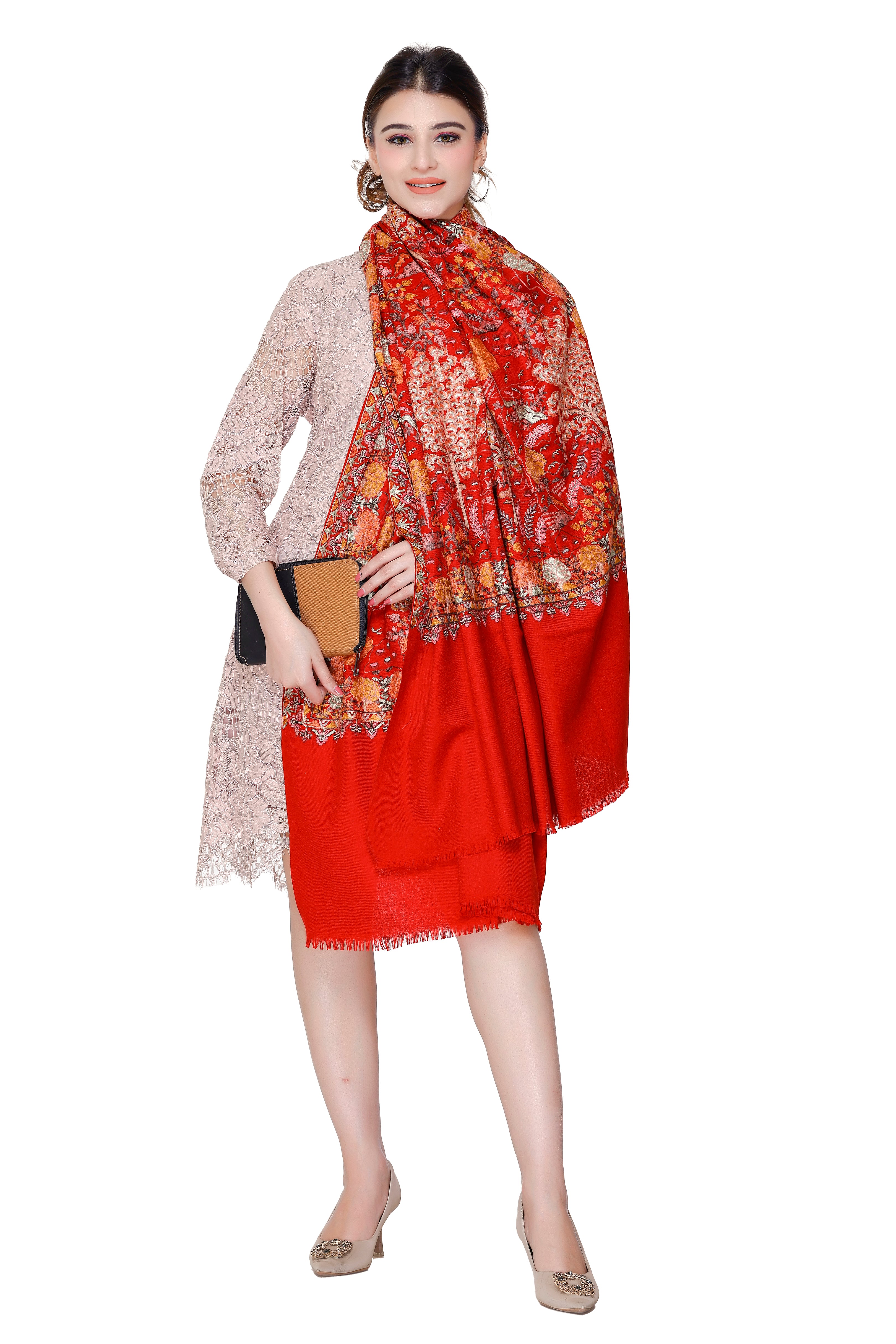 His And Her Set Of fine wool Embroidery and Kani silky modal Shawl for (COMBO PACK)