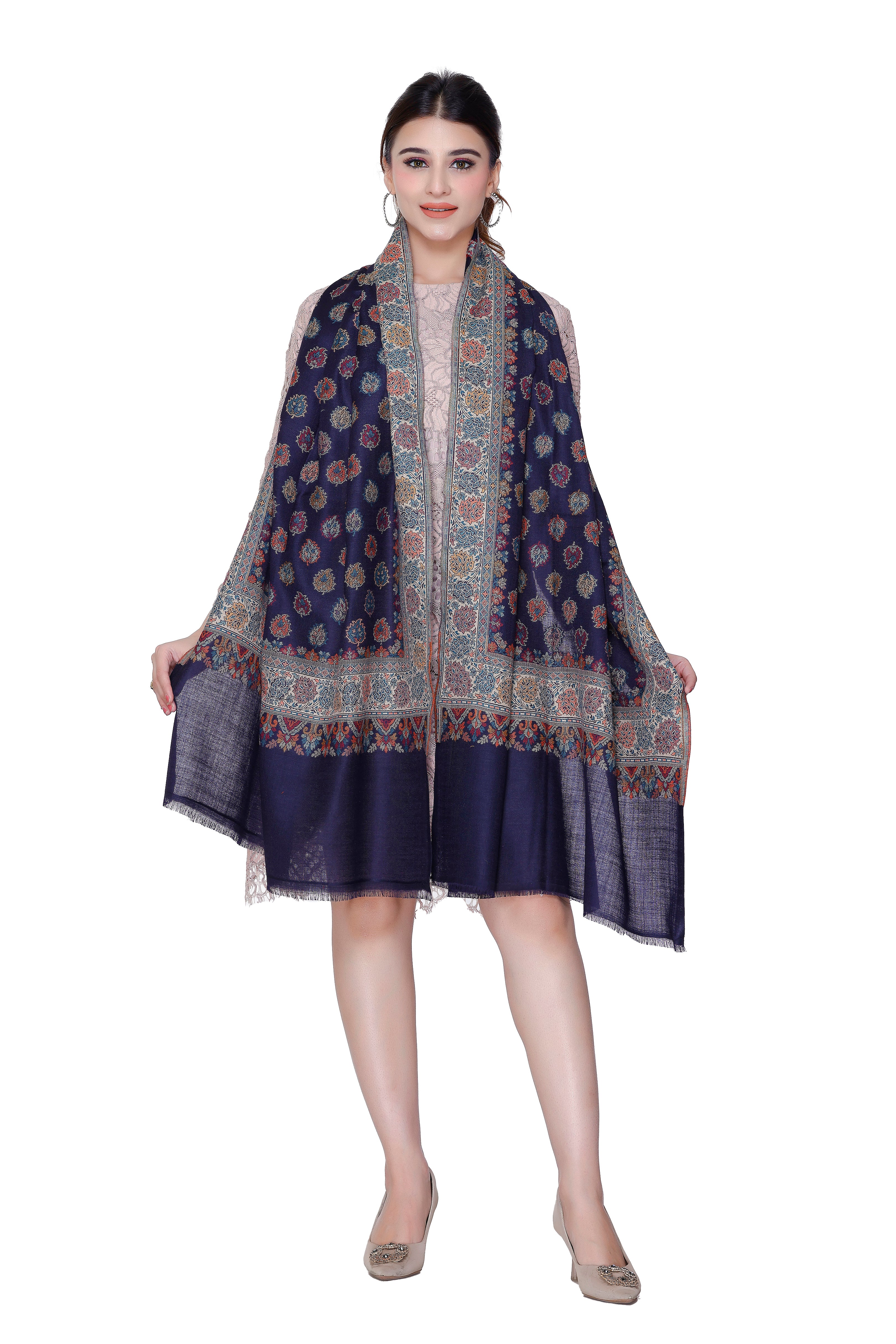 TOOSH MODA شالات جاكار نسائية (أزرق)