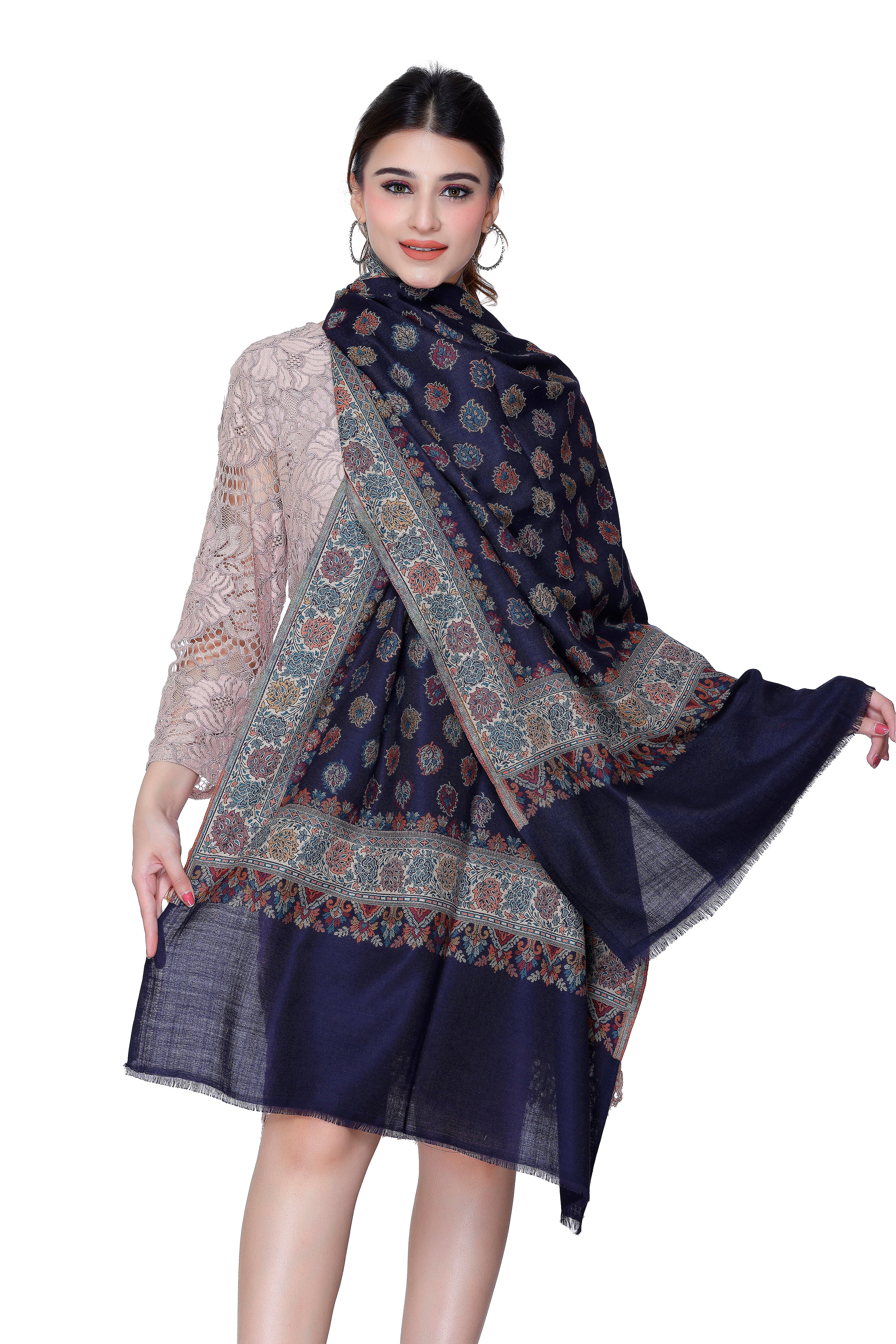 TOOSH MODA شالات جاكار نسائية (أزرق)