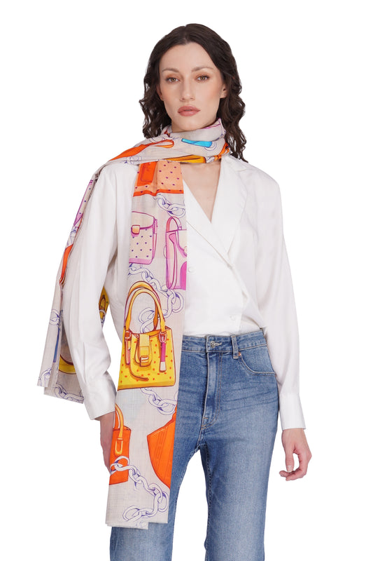 Toosh Moda Women’s Cream Premium Modal Graceful Printed Stole