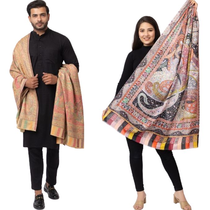 His And Her Set Of fine modal silk Digital Print Shawls and Kani silky modal Shawl for (COMBO PACK)
