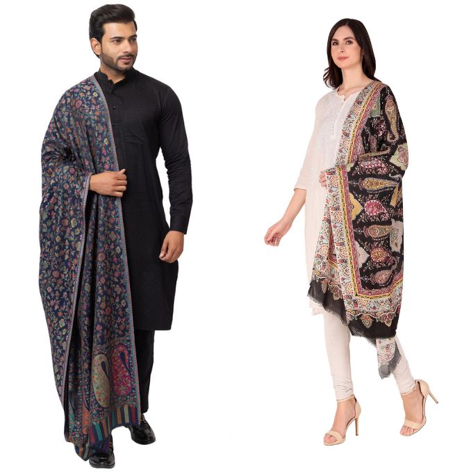 His And Her Set Of fine modal silk Digital Print Shawls and Kani silky modal Shawl for (COMBO PACK)