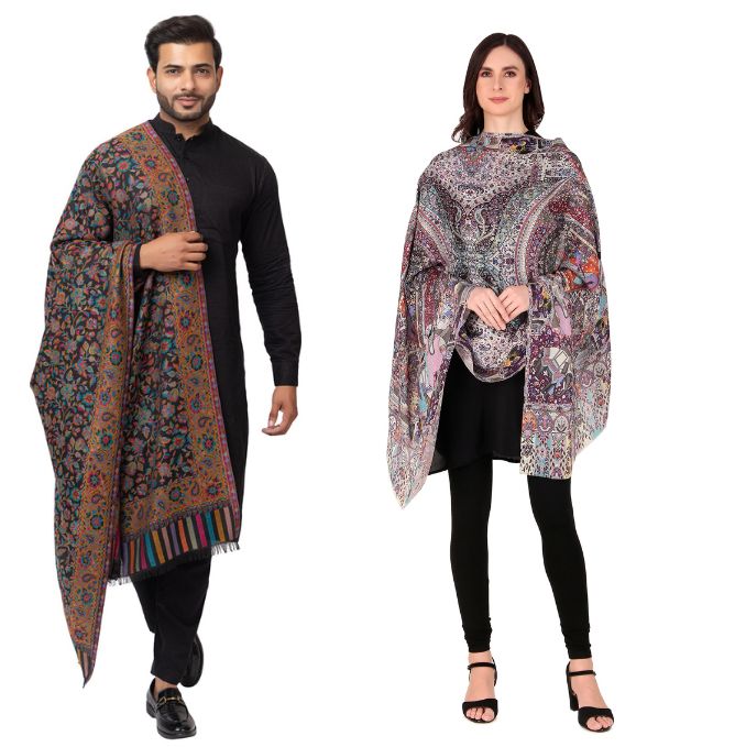 His And Her Set Of fine modal silk Digital Print Shawls and Kani silky modal Shawl for (COMBO PACK)