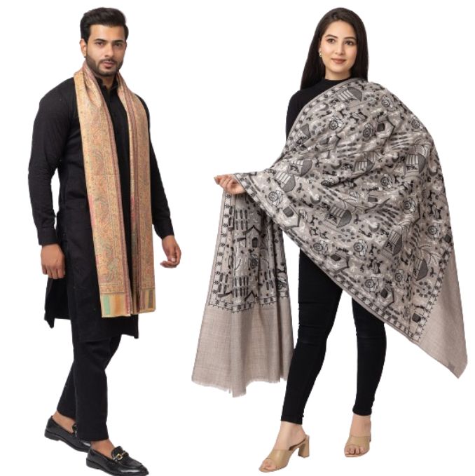 His And Her Set Of fine modal silk Digital Print Shawls and Kani silky modal Shawl for (COMBO PACK)