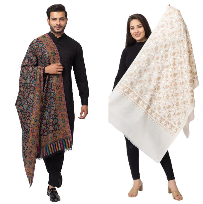 His And Her Set Of fine modal silk Digital Print Shawls and Kani silky modal Shawl for (COMBO PACK)