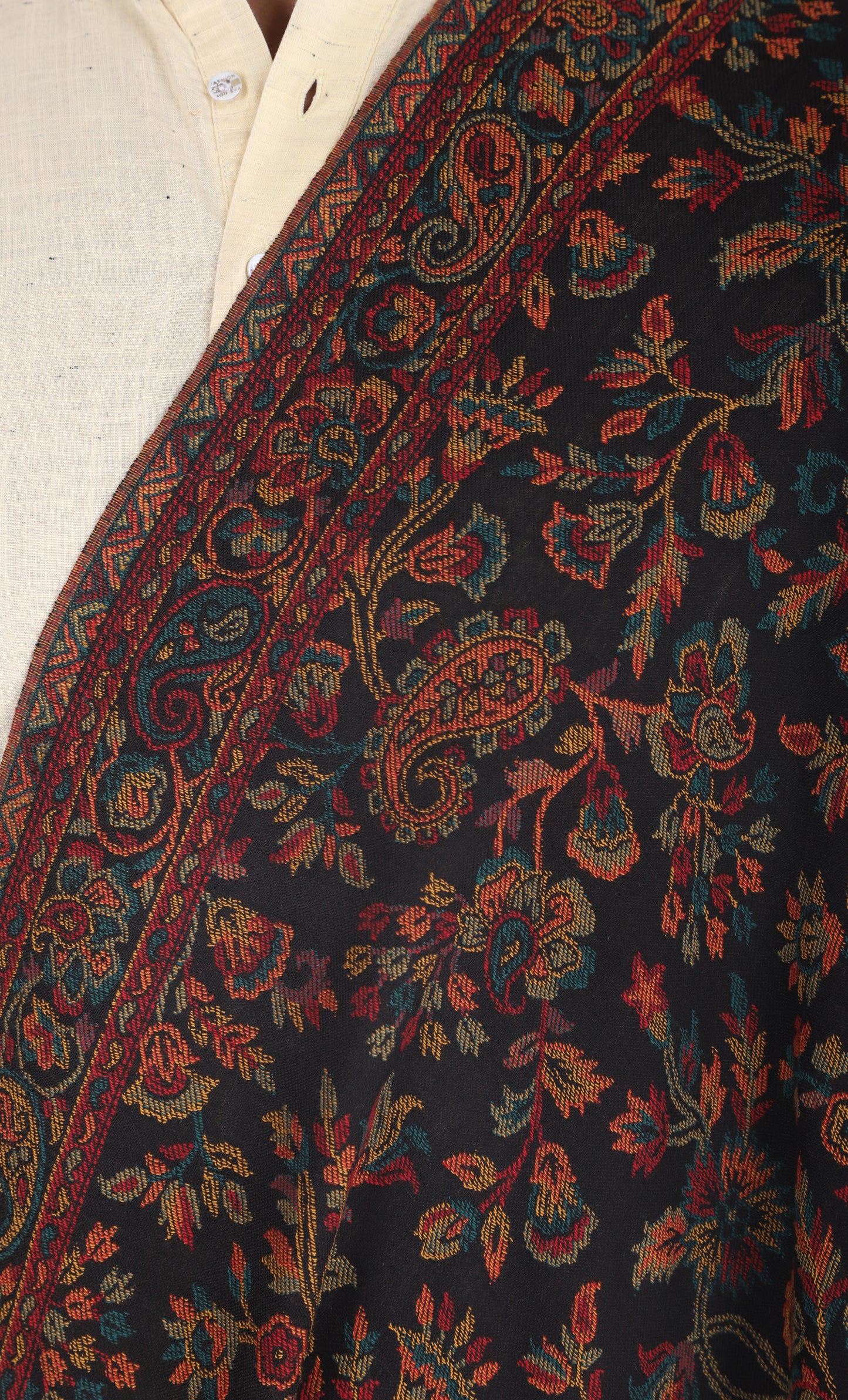 Fine wool kani jal Men's Shawl Black
