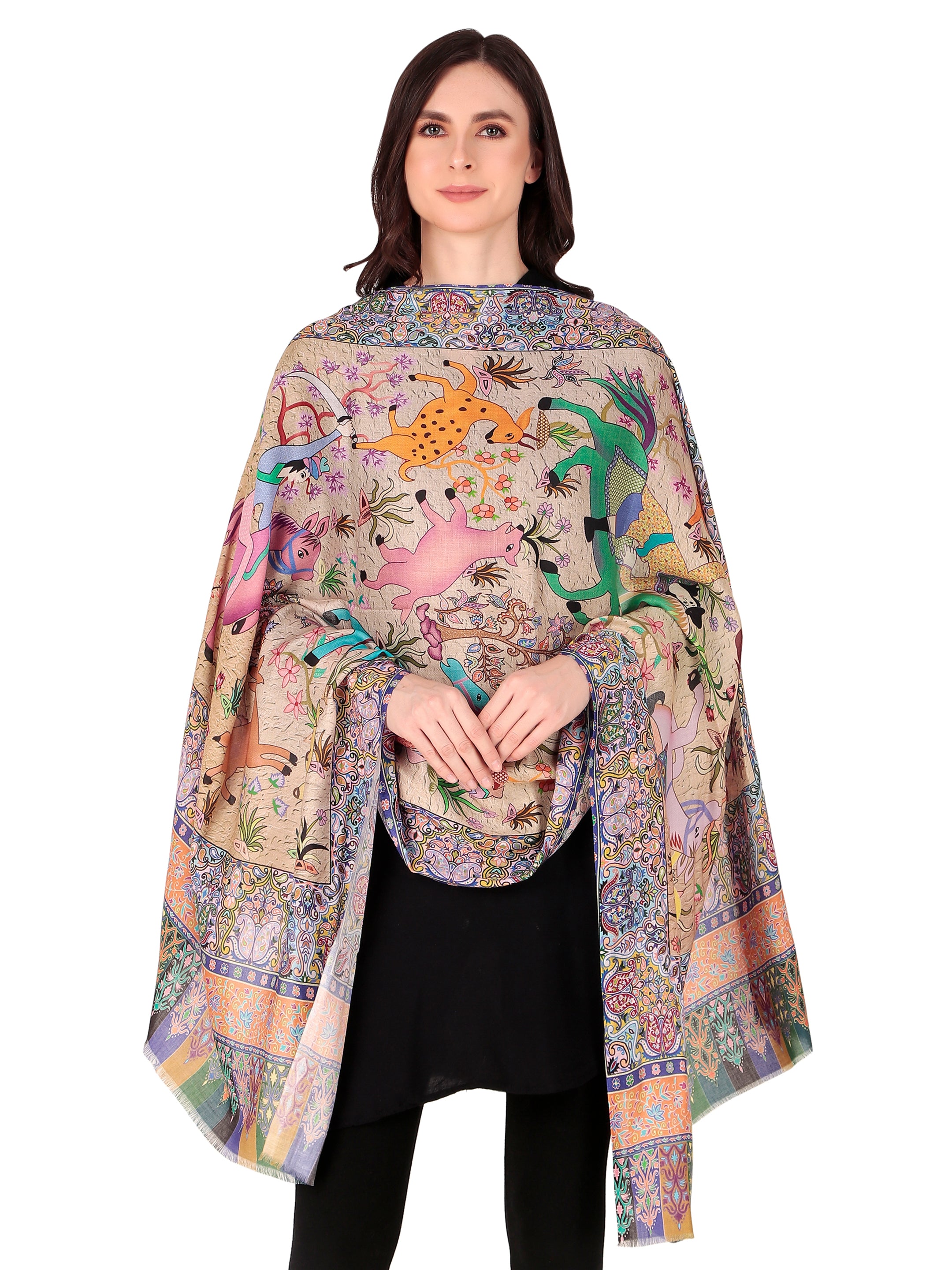 His And Her Set Of fine modal silk Digital Print Shawls and Kani silky modal Shawl for (COMBO PACK)