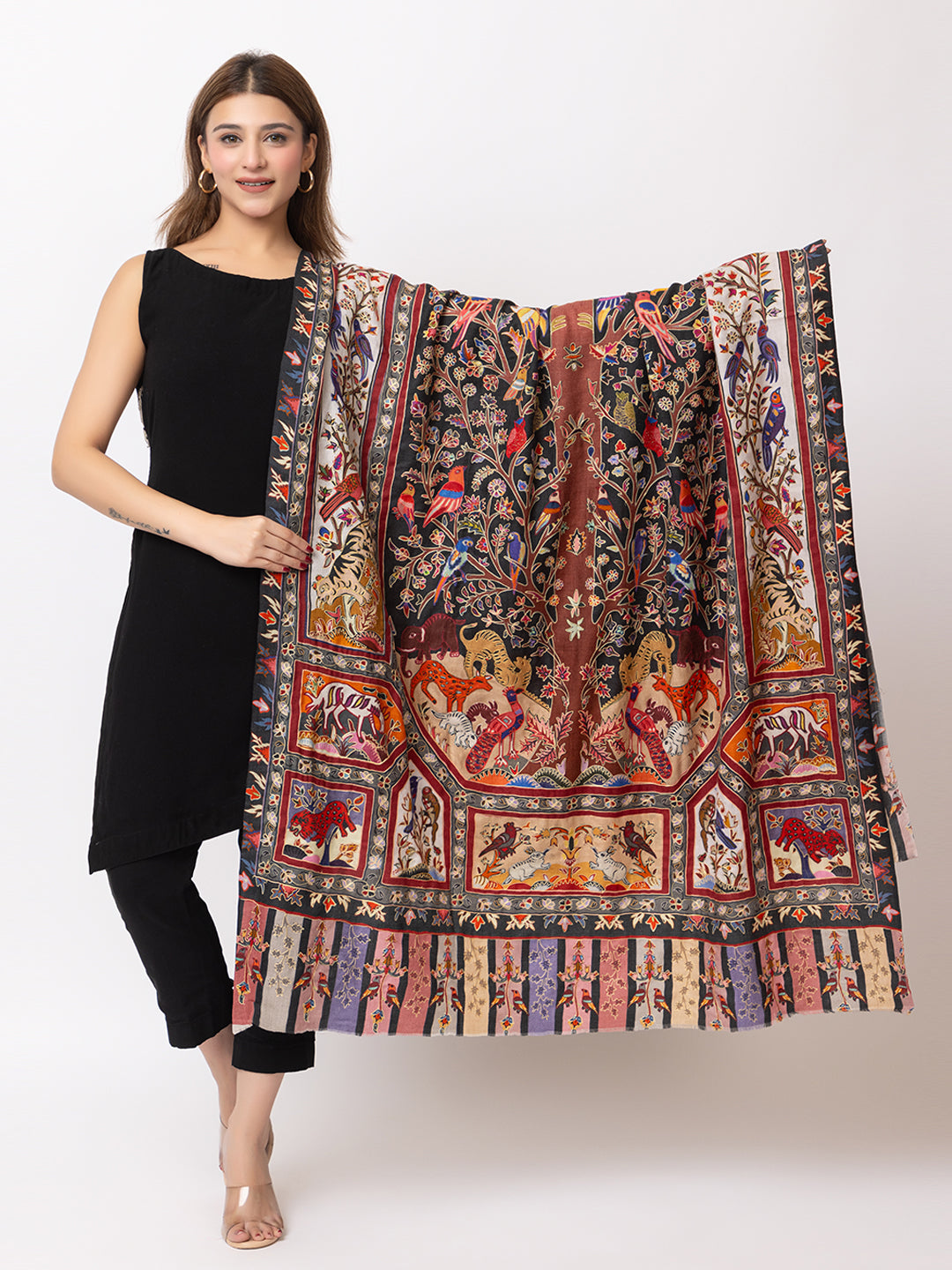 Women Kashmiri Kalamkari Shawl