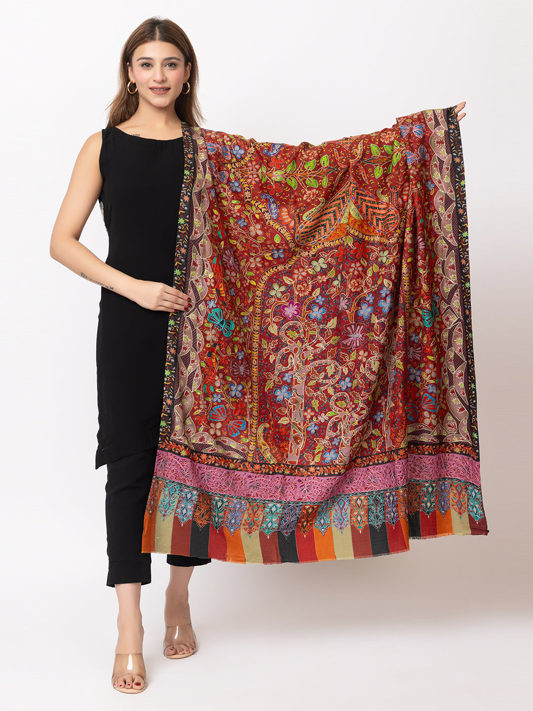 Women Kashmiri Kalamkari Shawl