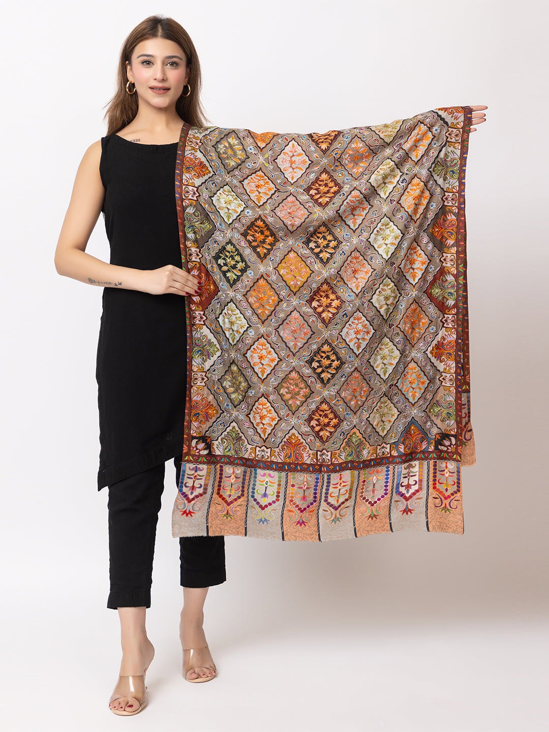 Women Kashmiri Kalamkari Shawl