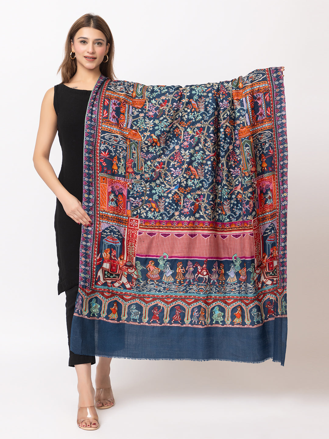 Women Kashmiri Kalamkari Shawl