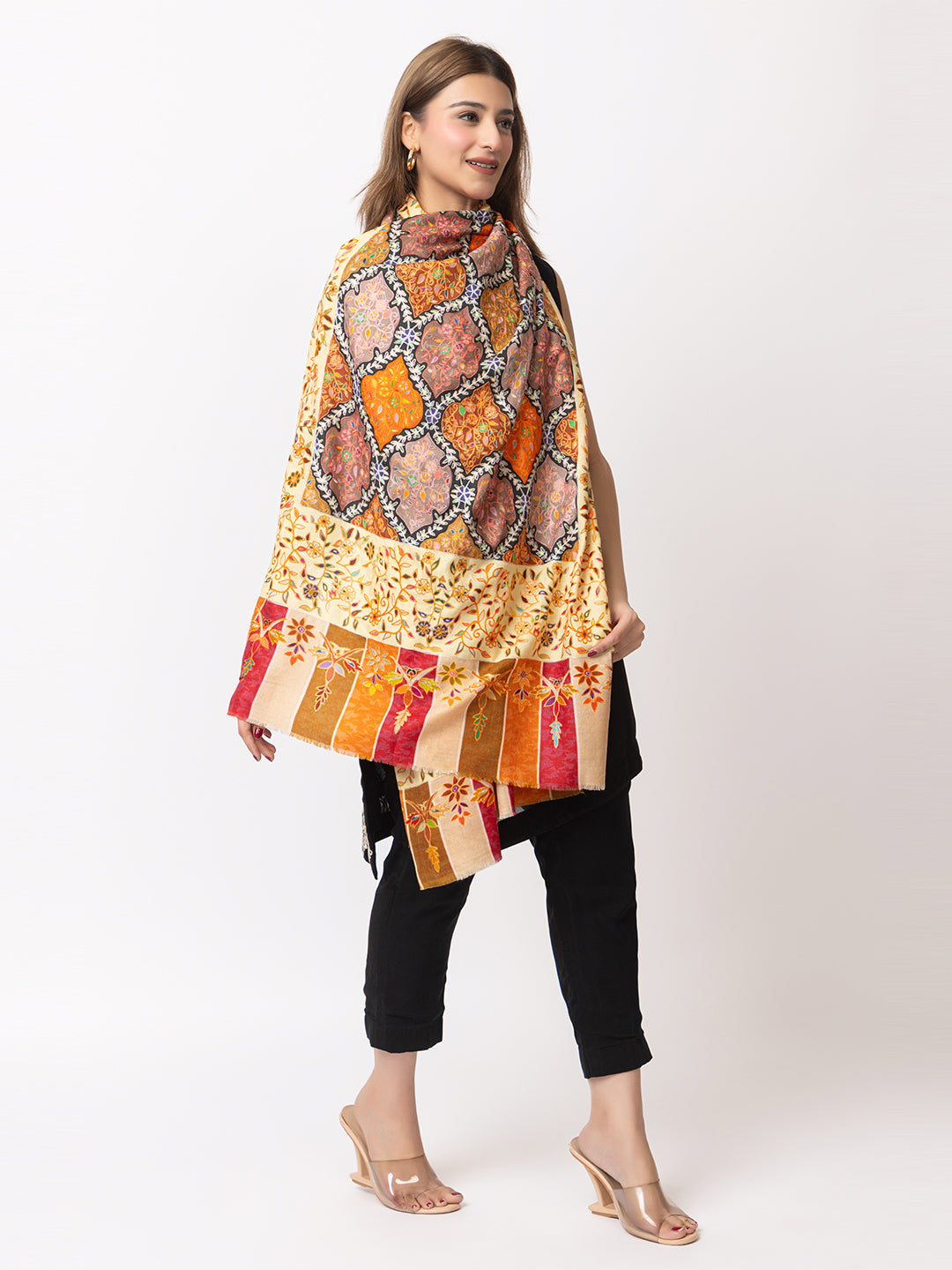 Women Kashmiri Kalamkari Shawl - Image 3