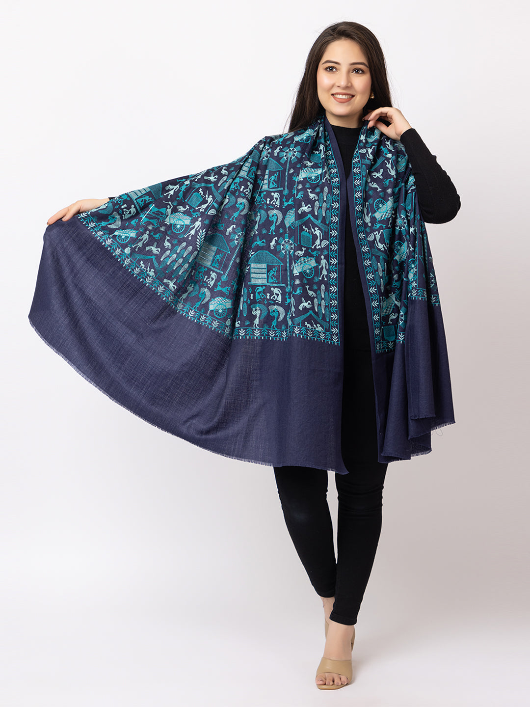 Fine wool Stylish Embroidery shawl