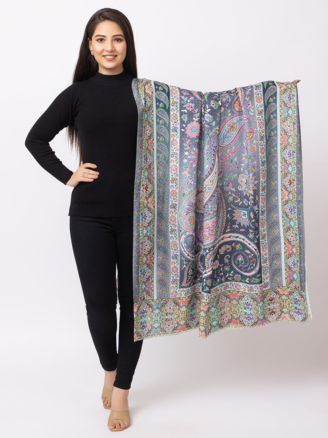 fine modal silk Digital Print Shawls