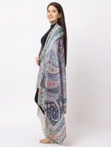 fine modal silk Digital Print Shawls - Thumbnail 3