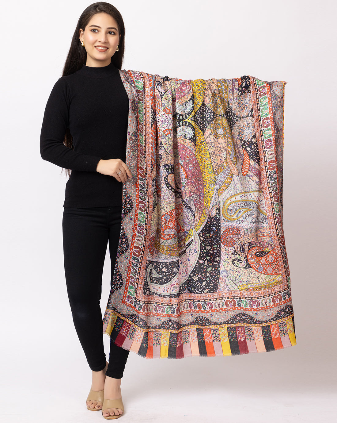 fine modal silk Digital Print Shawls