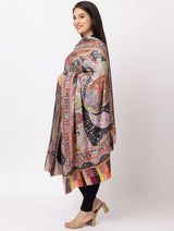 fine modal silk Digital Print Shawls - Thumbnail 3