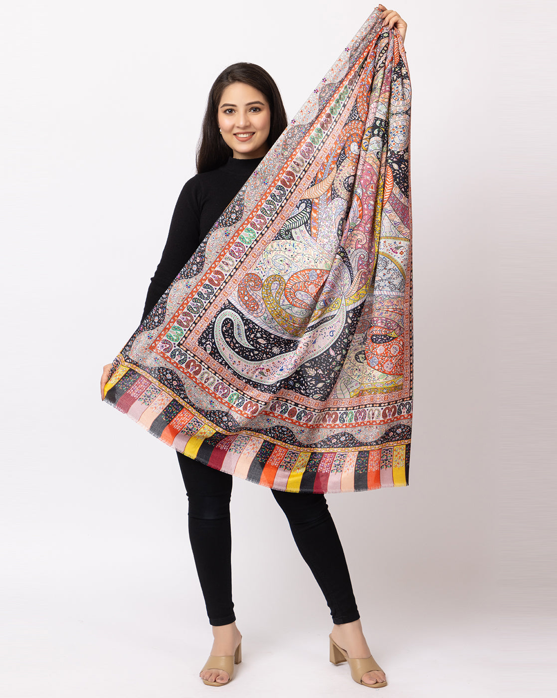 fine modal silk Digital Print Shawls