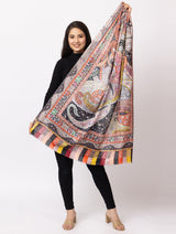 fine modal silk Digital Print Shawls - Thumbnail 4