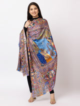 fine modal silk Digital Print Shawls - Thumbnail 3