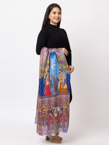 fine modal silk Digital Print Shawls - Thumbnail 4