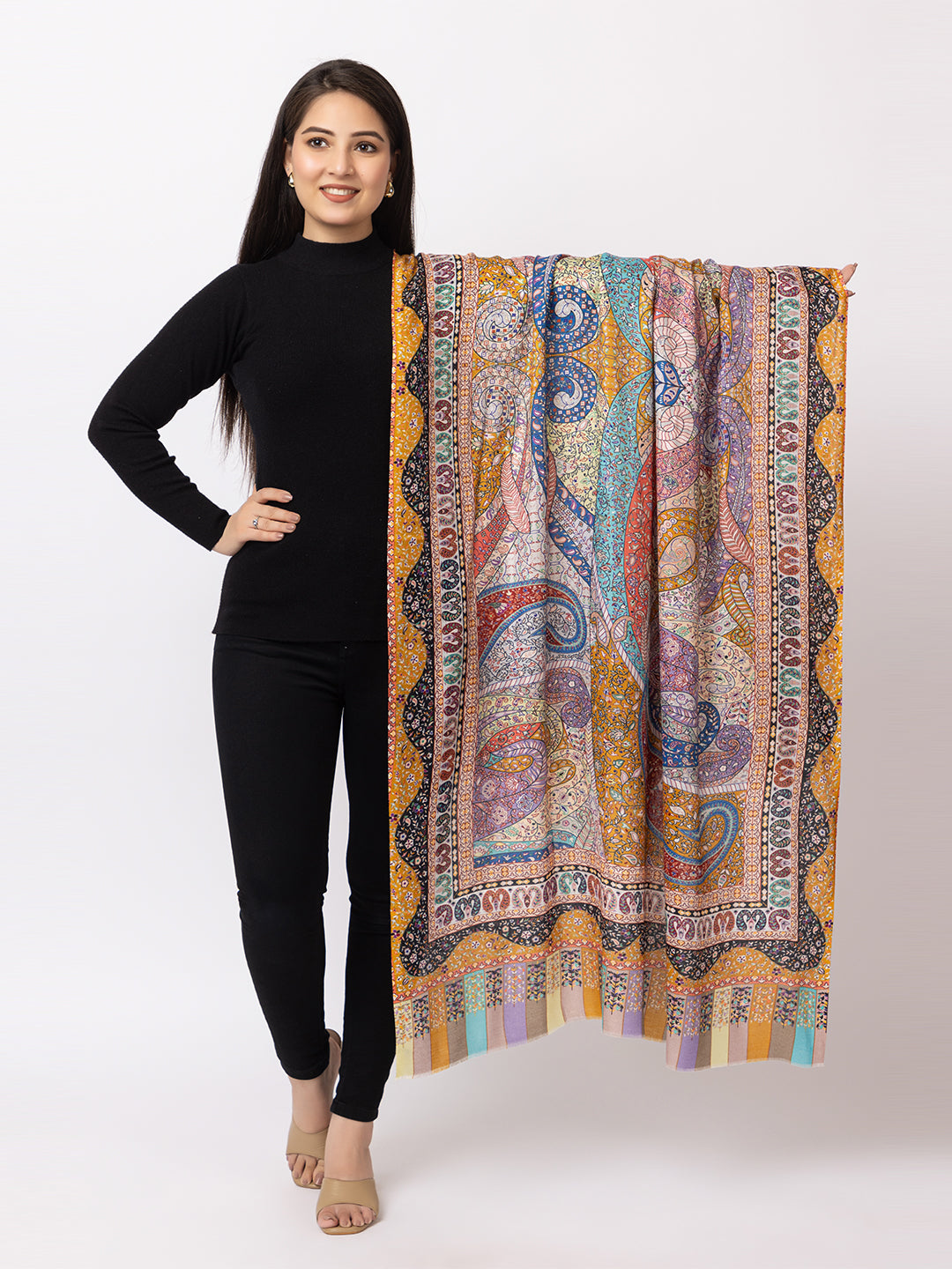 fine modal silk Digital Print Shawls