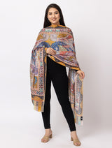fine modal silk Digital Print Shawls - Thumbnail 3