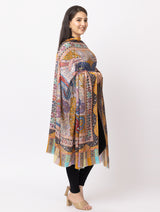 fine modal silk Digital Print Shawls - Thumbnail 4