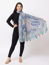 fine modal silk Digital Print Shawls - Thumbnail 2
