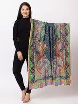 fine modal silk Digital Print Shawls - Thumbnail 1