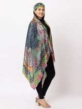 fine modal silk Digital Print Shawls - Thumbnail 3