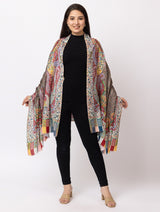 fine modal silk Digital Print Shawls - Thumbnail 1