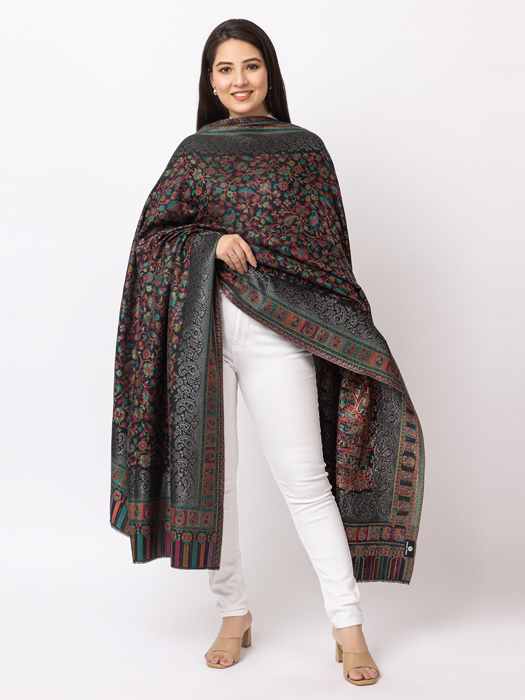 Woman Zari Shawl, Authentic Kashmiri Luxury  Style Shawl - Image 2