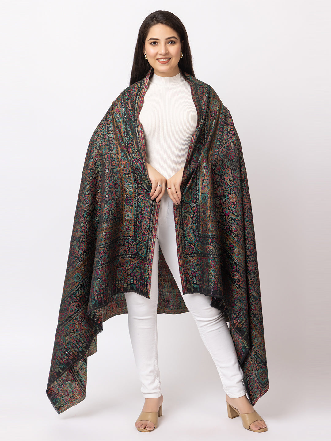 Woman Zari Shawl, Authentic Kashmiri Luxury  Style Shawl - Image 2
