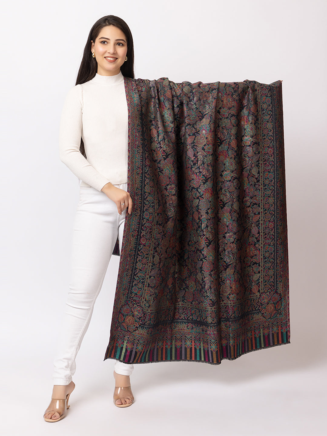 Woman Zari Shawl, Authentic Kashmiri Luxury  Style Shawl - Image 1