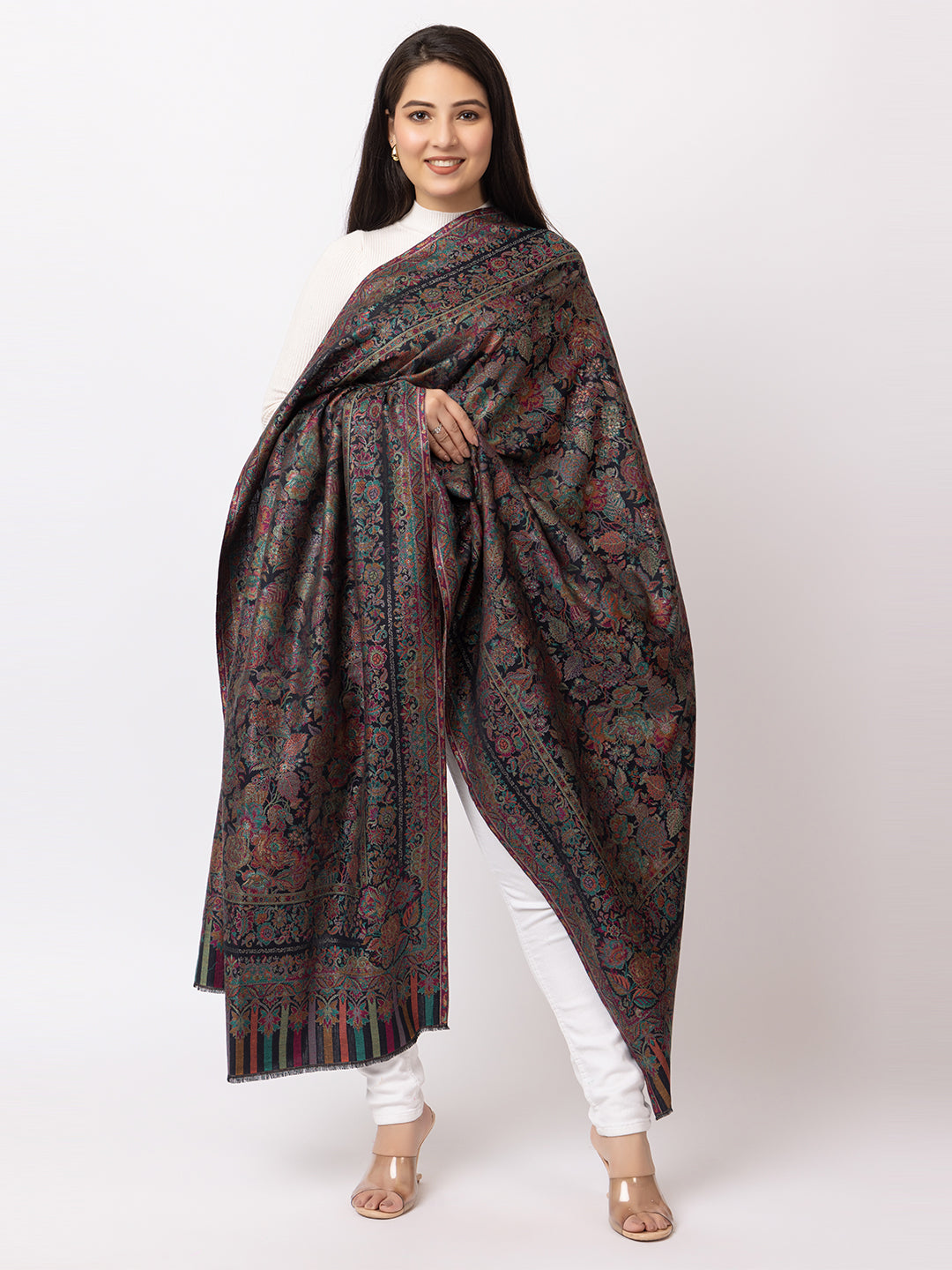 Woman Zari Shawl, Authentic Kashmiri Luxury  Style Shawl - Image 3