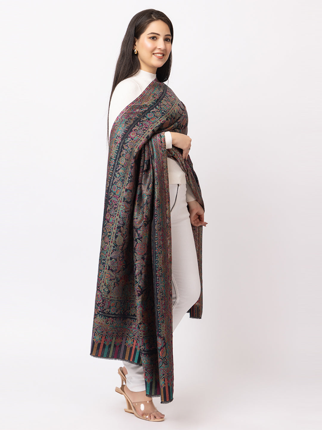 Woman Zari Shawl, Authentic Kashmiri Luxury  Style Shawl - Image 4