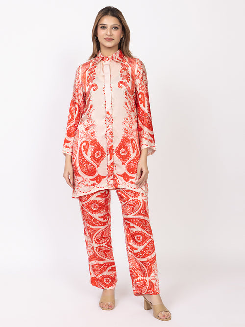 Women's Silk Bemberg Printed Co-ordset