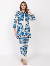 Women Silk Bemberg Printed Co-ordset - Thumbnail 1