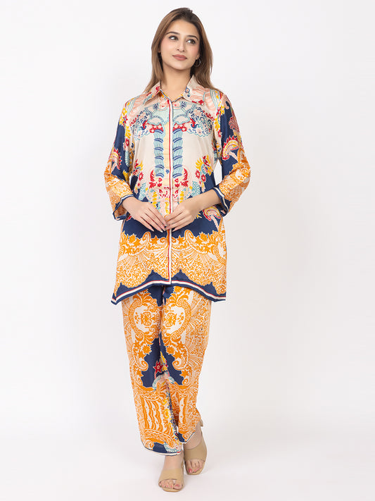 Women's Silk Bemberg Printed Co-ordset