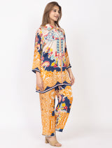 Women's Silk Bemberg Printed Co-ordset - Thumbnail 2