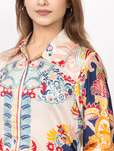 Women's Silk Bemberg Printed Co-ordset - Thumbnail 4