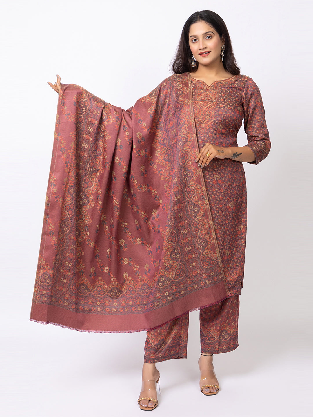 Women Jacquard Unstitched Suits